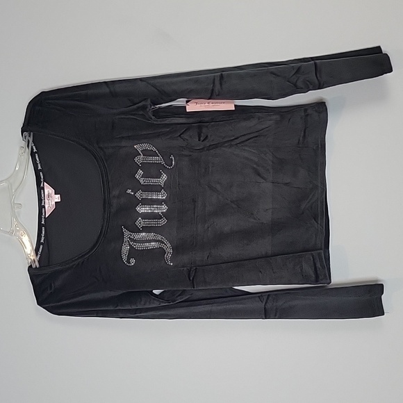 Juicy Couture 2pc set Black velour velvet pants + shirt Large - Picture 2 of 8